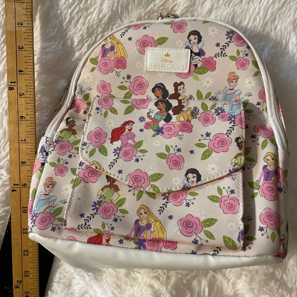Disney Princess Backpack with Pink and Cream Floral Pattern
